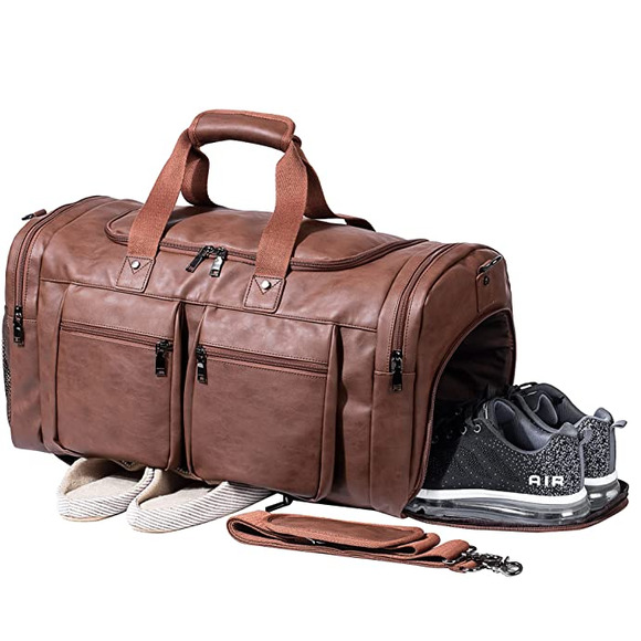NEW! Leather Ashpel Weekender Travel Tote - Picture 3 of 7